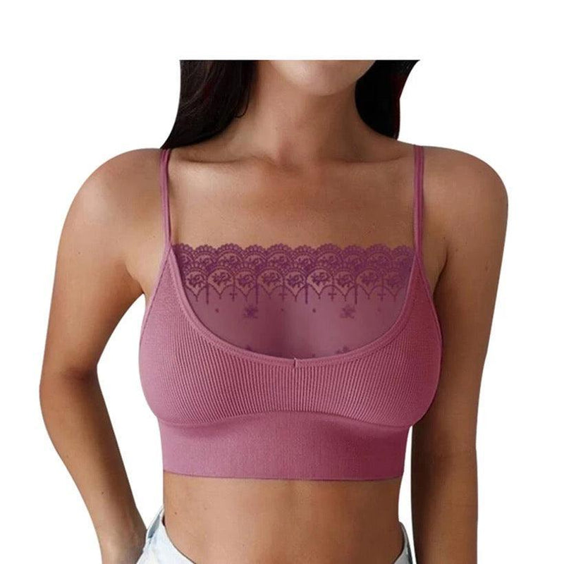 Women Sexy Chest Crop Backless Tank Top Pink