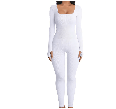 Women Skinny Yoga Jumpsuit Sports Playsuit White