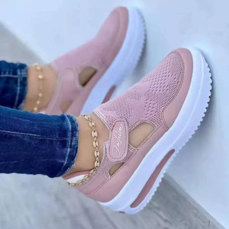 Women Breathable Lace Up Mesh Sneakers Shoes Pink