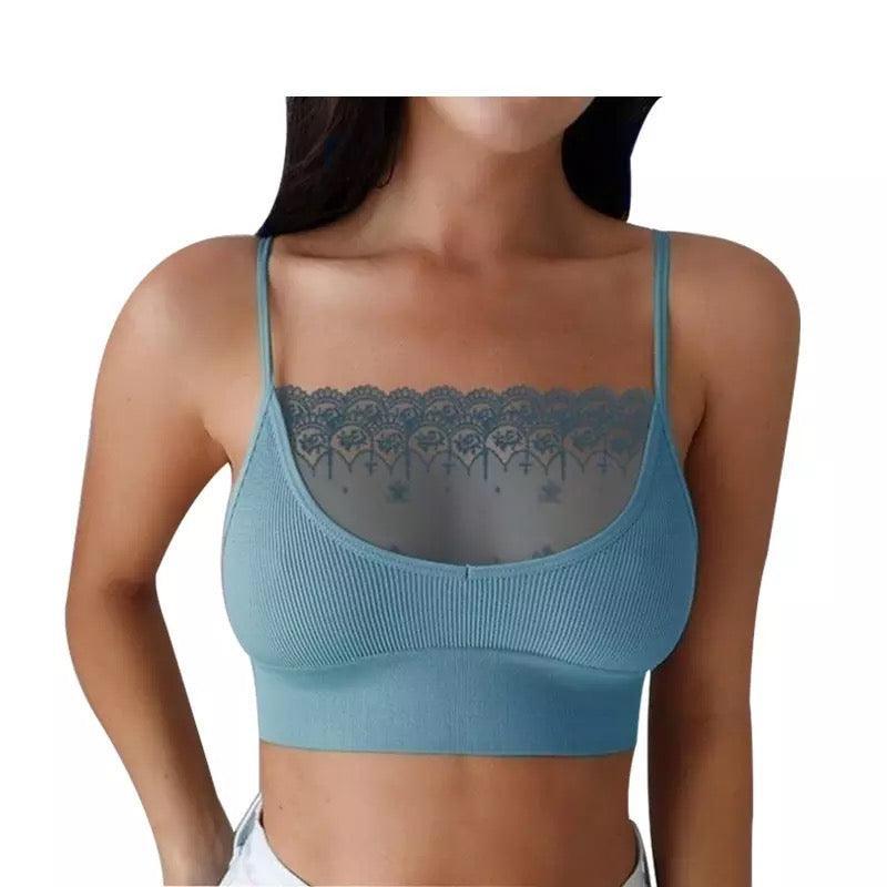 Women Sexy Chest Crop Backless Tank Top Blue