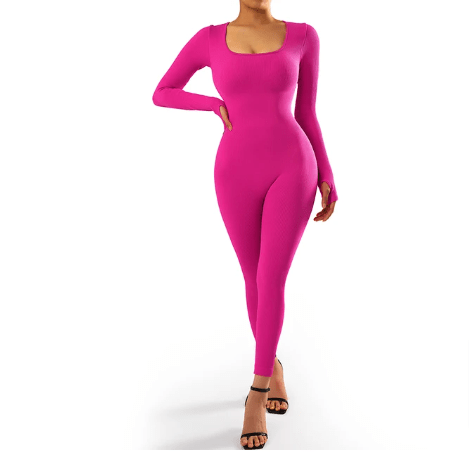 Women Skinny Yoga Jumpsuit Sports Playsuit Pink