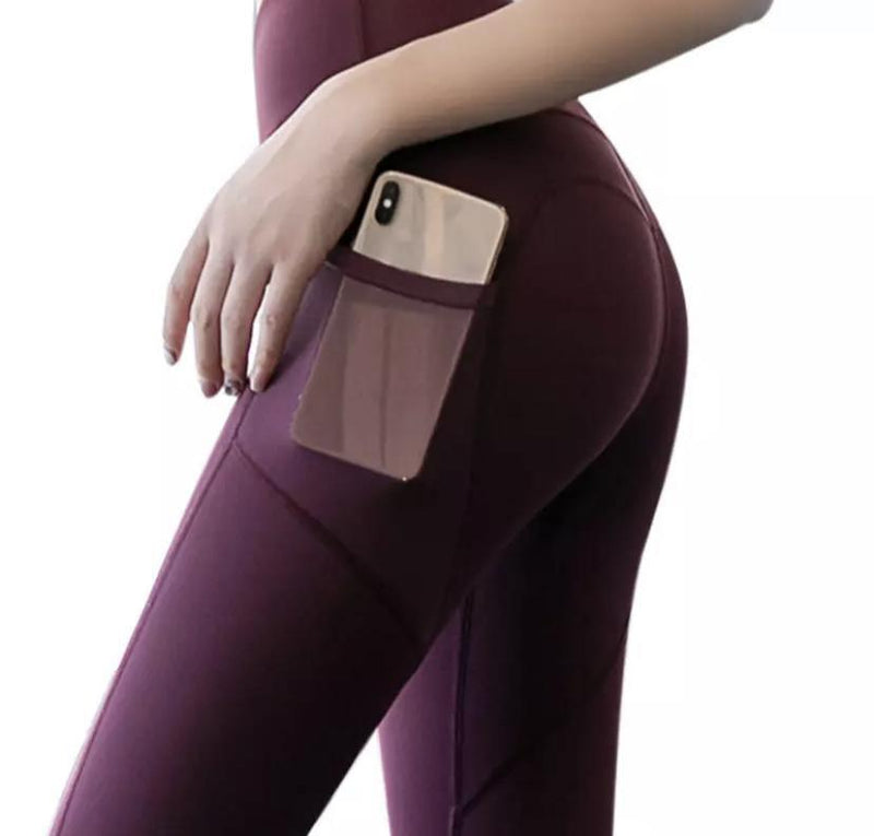 Women Sport Gym Yoga Pant With Pocket Fitness Pants Red