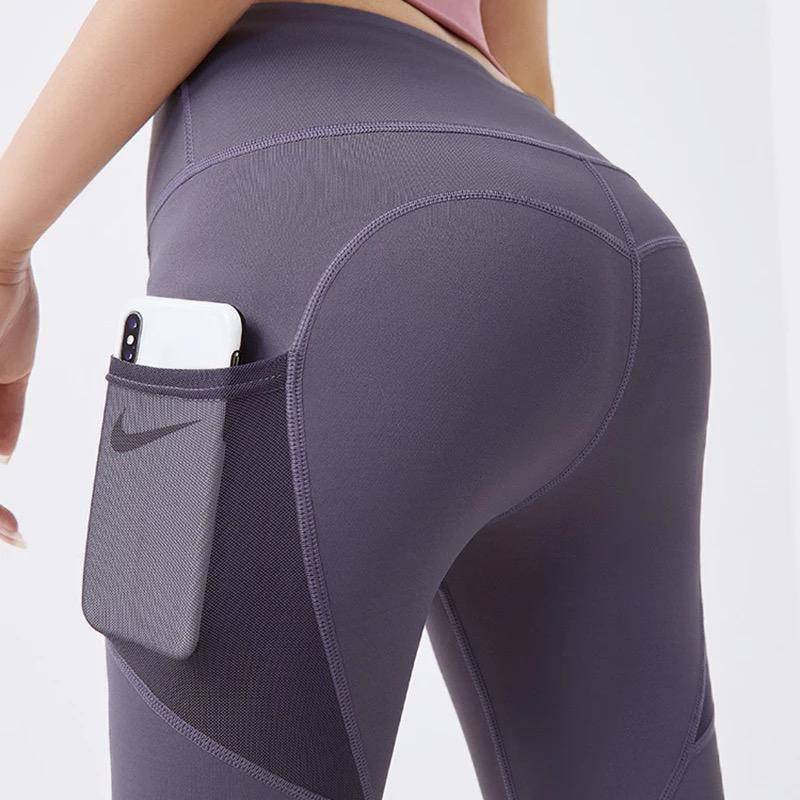Women Sport Gym Yoga Pant With Pocket Fitness Pants Dark Purple