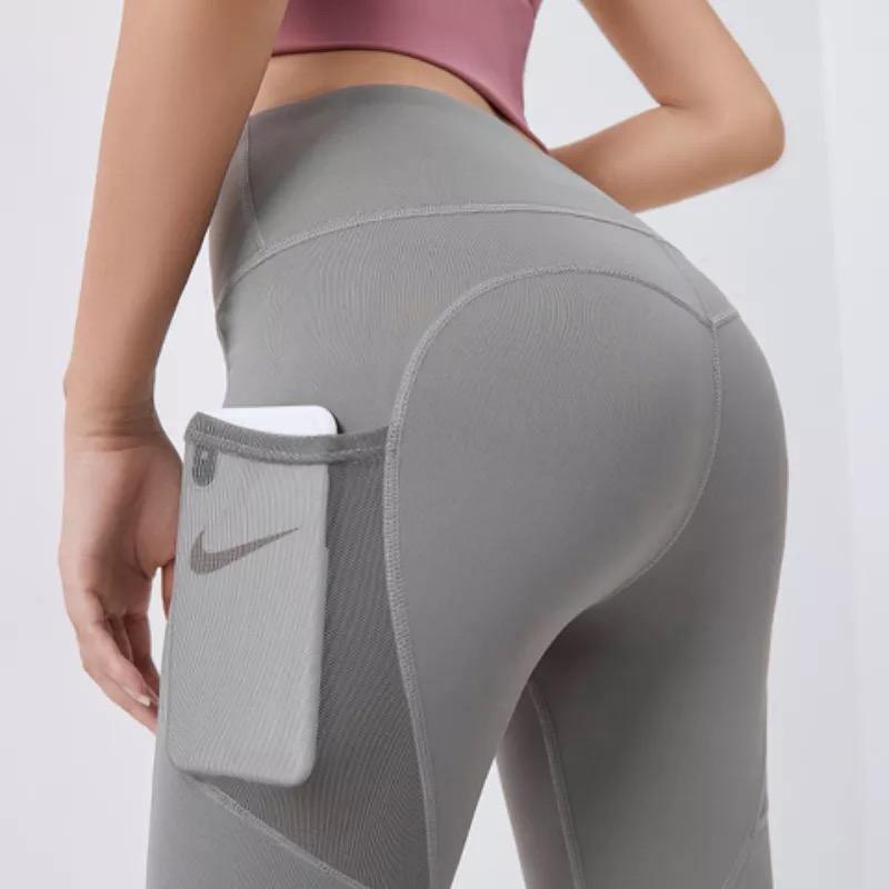 Women Sport Gym Yoga Pant With Pocket Fitness Pants Gray