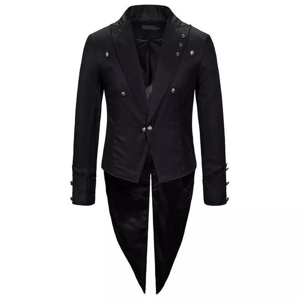 Women Swallowtail Lapel Tailcoat Jacket Suit Black