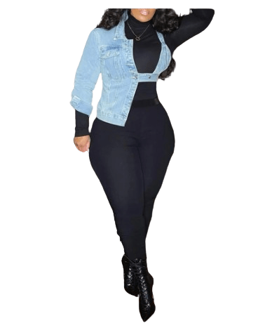 Women Streetwear Plus Size Vovelty Denim One Shoulder Jackets Blue one strap