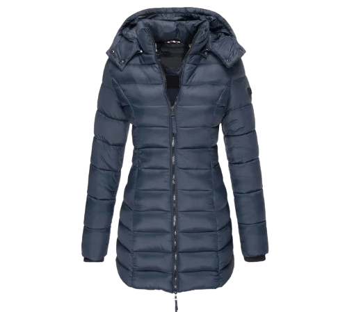 Women Thicken Warm Parkas Zippers Puffer Jacket Coat Navy Blue