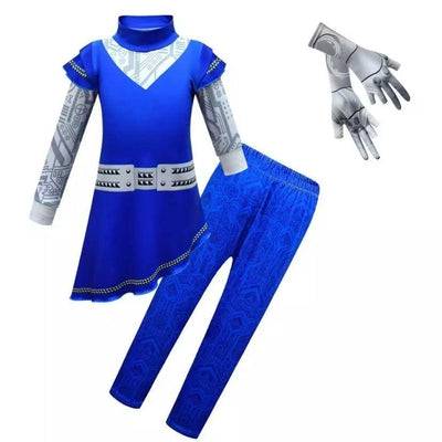Blue Zombies 3 Cheerleader Addison Halloween Costume Blue dress with pant gloves