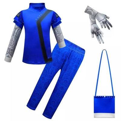 Blue Zombies 3 Cheerleader Addison Halloween Costume Blue shirt with pant gloves bag
