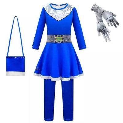 Blue Zombies 3 Cheerleader Addison Halloween Costume Blue dress belt with pant gloves bag