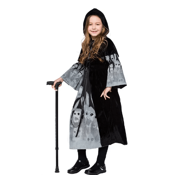 Children's Skeleton Demon Witch Halloween Cosplay Costume Black