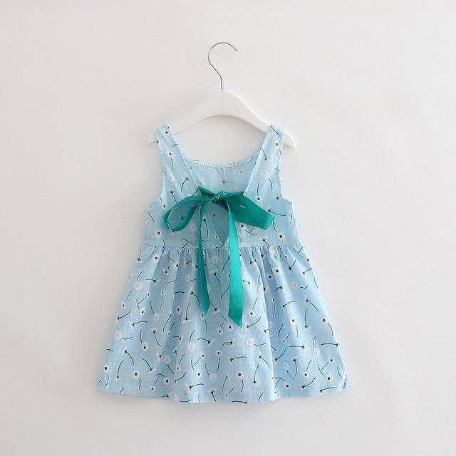 kid Teen Girls Summer V Back Dress Clothes Blue