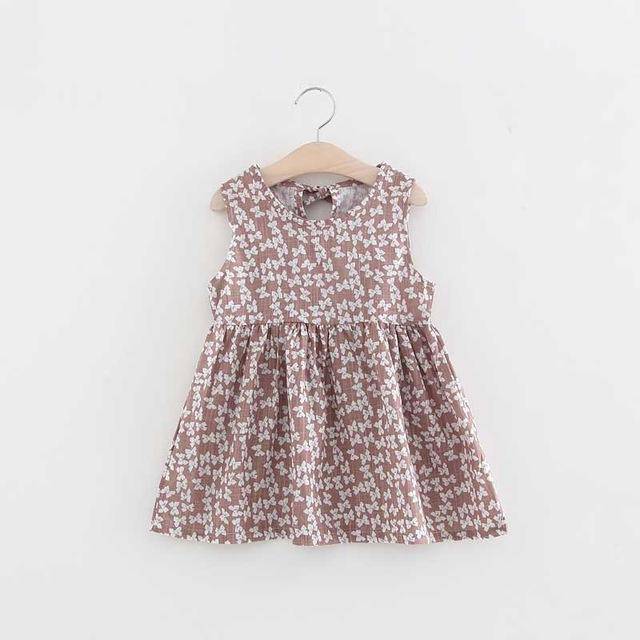 kid Teen Girls Summer V Back Dress Clothes brownbow