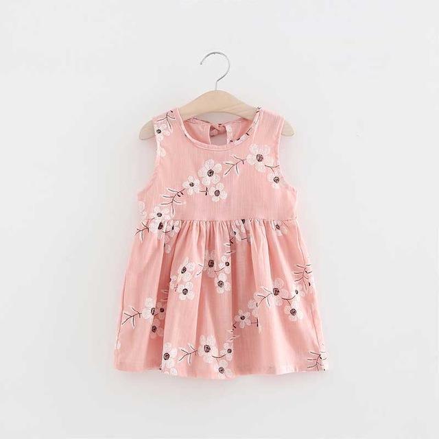 kid Teen Girls Summer V Back Dress Clothes pinkflower