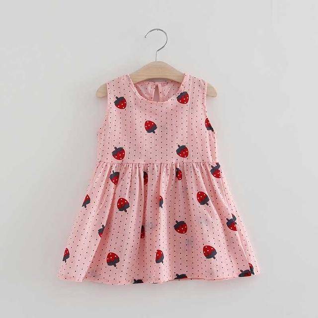 kid Teen Girls Summer V Back Dress Clothes pinkstrawbery