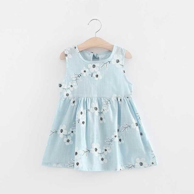 kid Teen Girls Summer V Back Dress Clothes blueflower
