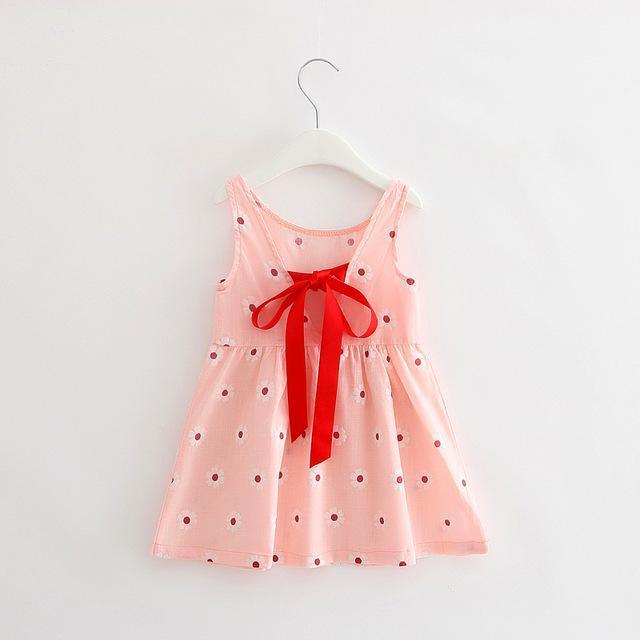 kid Teen Girls Summer V Back Dress Clothes pink