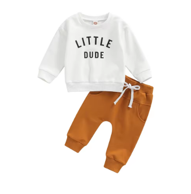 Infant Little Dude Baby Boy Outfit Sweatshirt & Jogger Pants Set