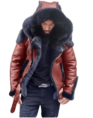Mens Faux Warm Coat Thicken Jacket Red