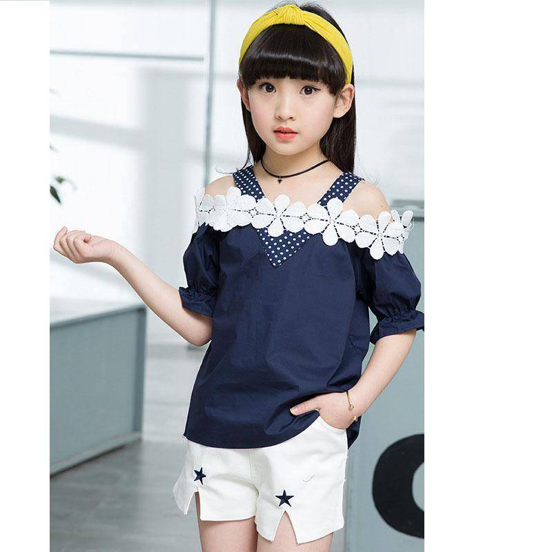 summer girls crochet flower blouses clothes