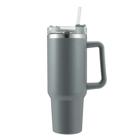 40oz Straw Coffee Insulation Cup With Handle 1Pcs Grey