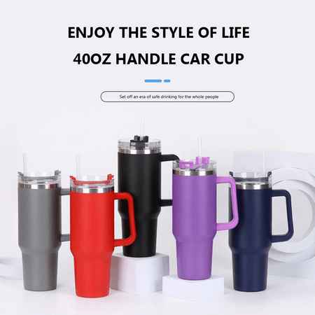 40oz Straw Coffee Insulation Cup With Handle