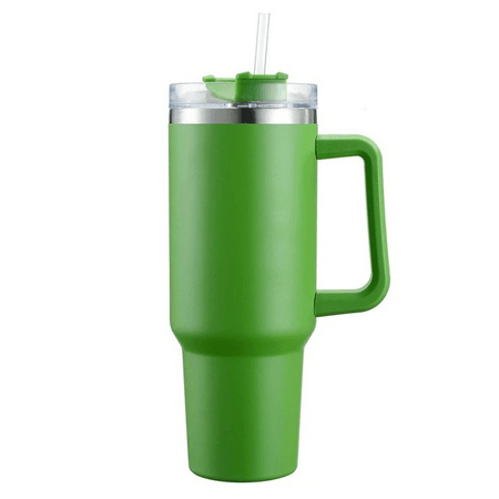 40oz Straw Coffee Insulation Cup With Handle 1Pcs Green