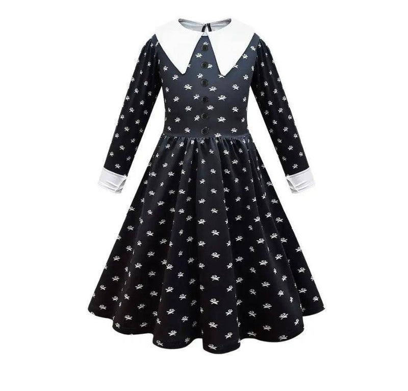 Addams Wednesday Uniform Cosplay Costume Dress Black dot dress