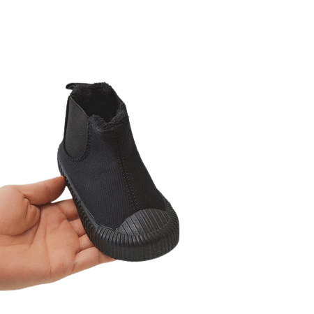 Children Soft High-top Canvas Shoes Black velvet