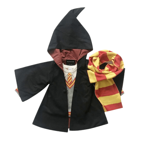 Children Wizard Sweater Cloak Scarf Robe Costume Black Full set
