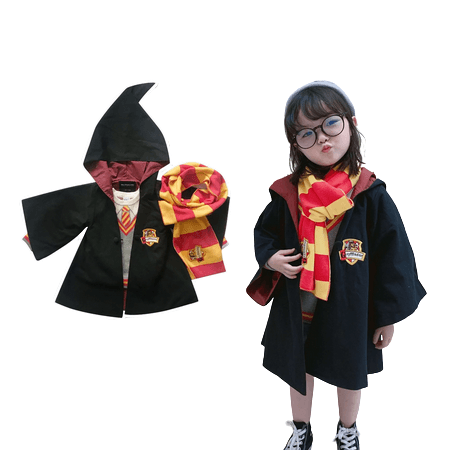 Children Wizard Sweater Cloak Scarf Robe Costume