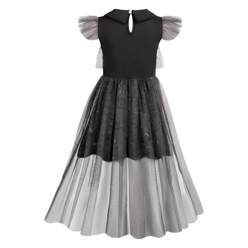 Kids Morticia Wednesday Addams Cosplay Costume