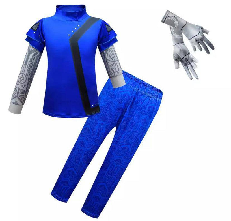 Blue Zombies 3 Cheerleader Addison Halloween Costume Blue shirt with pant gloves